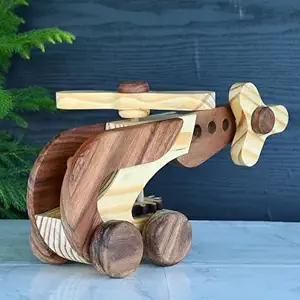 Handcrafted Wooden Helicopter Push and Pull Toy