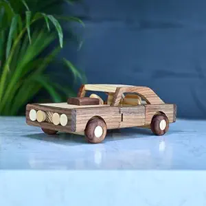 Handcrafted Wooden Vintage Muscle Car Model